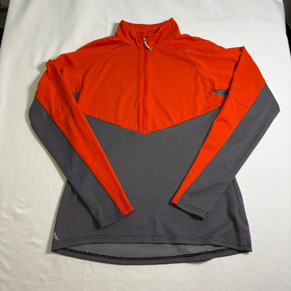 Antigua, Quarter Zip Pullover, M, Orange, Colorblock Activewear Top